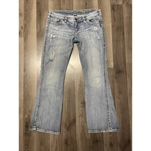 Silver Jeans Womens 32 Twisted Bootcut Flare Y2K Boho Hippie Blu Light Wsh Denim